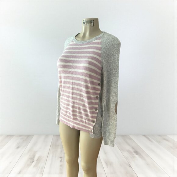 J CREW  Wool /Viscose /Rabbit hair Striped Round Neck Sweater -Pullover Sz S# 21 - Picture 4 of 16